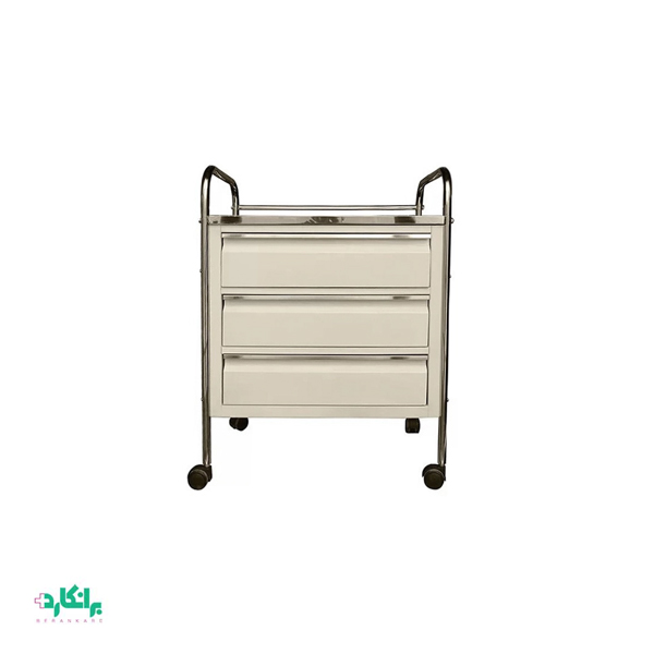 ترالی پانسمان سه کشو رویه استیل