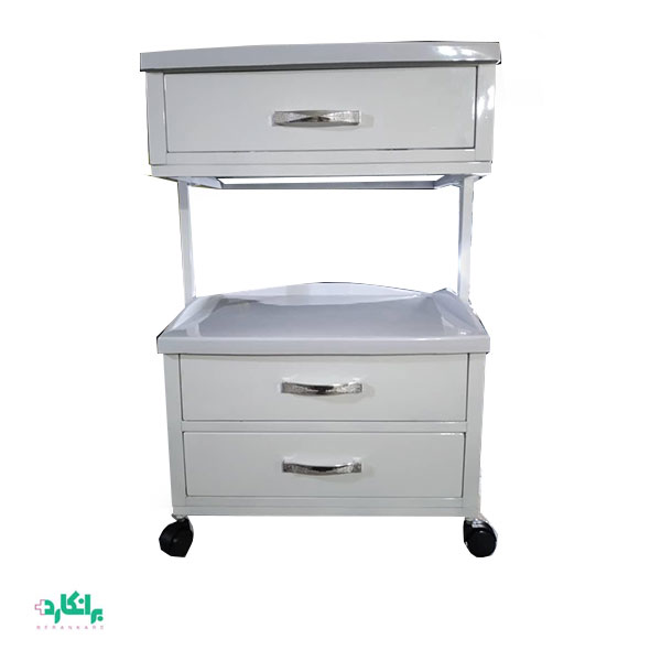 ترالی زیبایی سه کشو دستگیره دار رویه فایبر درجه یک