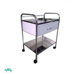 ترالی یک کشو دستگیره دار رویه استیل درجه یک