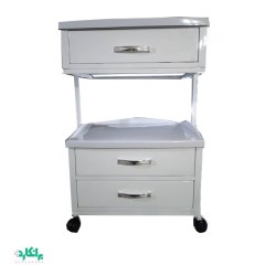 ترالی زیبایی سه کشو دستگیره دار رویه فایبر درجه یک