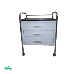 ترالی سه کشو دستگیره دار رویه استیل درجه یک