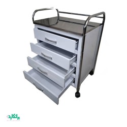 ترالی ۴ کشو دستگیره دار رویه استیل درجه یک